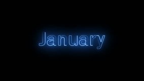 Neon Animation of January Text on Black Background, Perfect for New Year Themes, Seasonal Greetings, Digital Designs, Social Media Graphics, and Promotional Materials - Powered by Shutterstock - Get 15% off with code: PIKWIZARD15