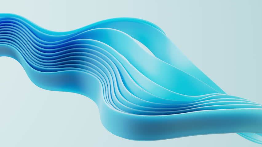 Flowing gradient blue curve ribbons background, 3d rendering. Motion graphic.