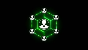 Social network animation, icons with users connected together. Alpha channel Animation of profile pictures and lines around globe against numbers on blue background. Digital composite Social media - Powered by Shutterstock - Get 15% off with code: PIKWIZARD15