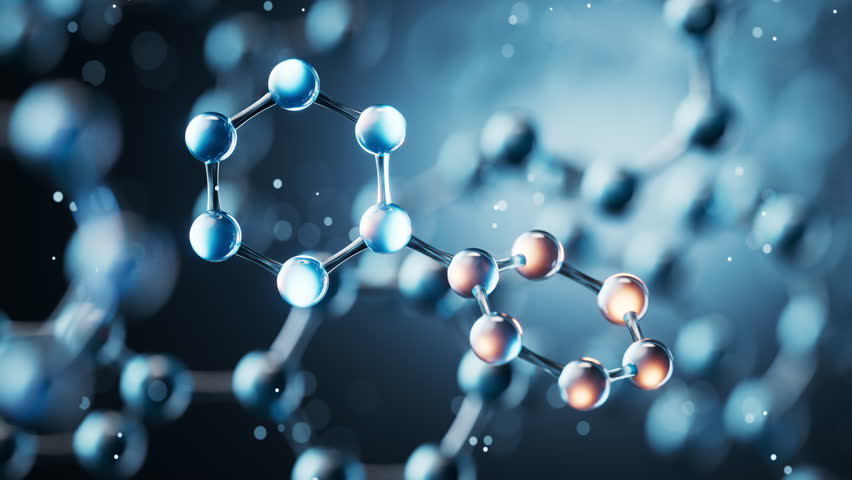 Transparent molecules background, 3d rendering. Motion graphic.