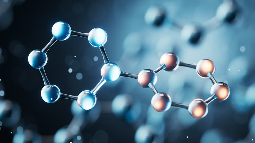 Transparent molecules background, 3d rendering. Motion graphic.