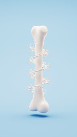 Biological anatomy of the skeleton and bone health, 3d rendering. Motion graphic.