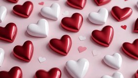 Animated Abstract Background With Glossy Red, Pink and White Background with Realistic Hearts. Perfect for romantic designs, Valentine's Day themes, and love-inspired projects. - Powered by Shutterstock - Get 15% off with code: PIKWIZARD15