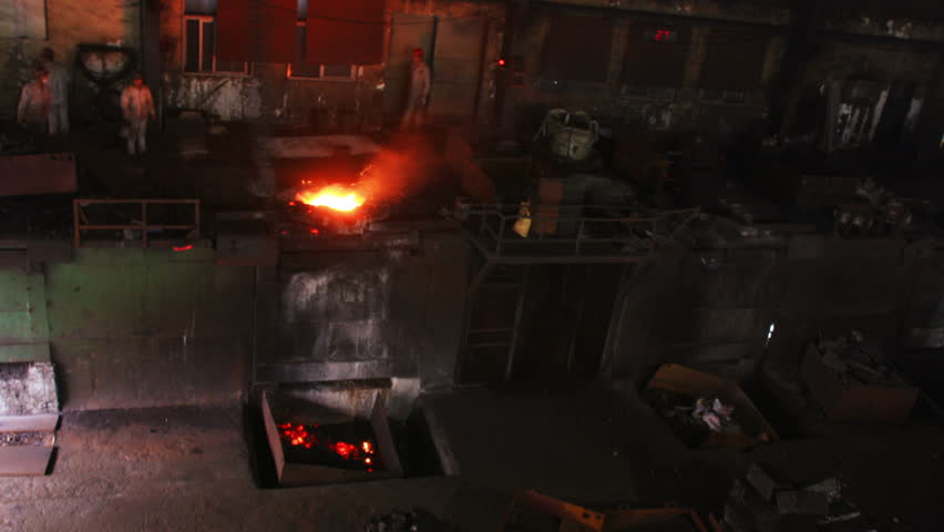 Putting iron in the furnace to melt, time lapse
