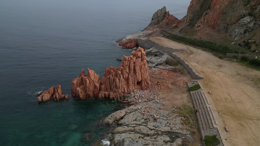 Landscape with the red rocks of Arbatax in Sardinia