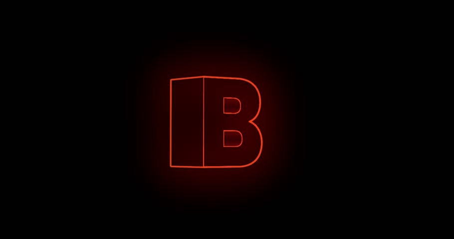 A close-up, eye-catching image of a large, stylized letter "B," rendered in a vibrant neon-orange hue.