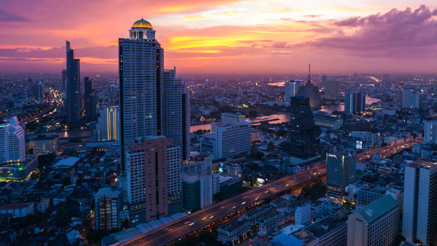 Bangkok timelapse at sunset