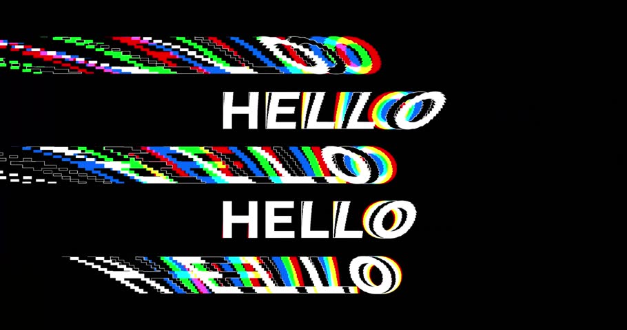 Colorful Glitch "Hello" Repeated Graphic Design