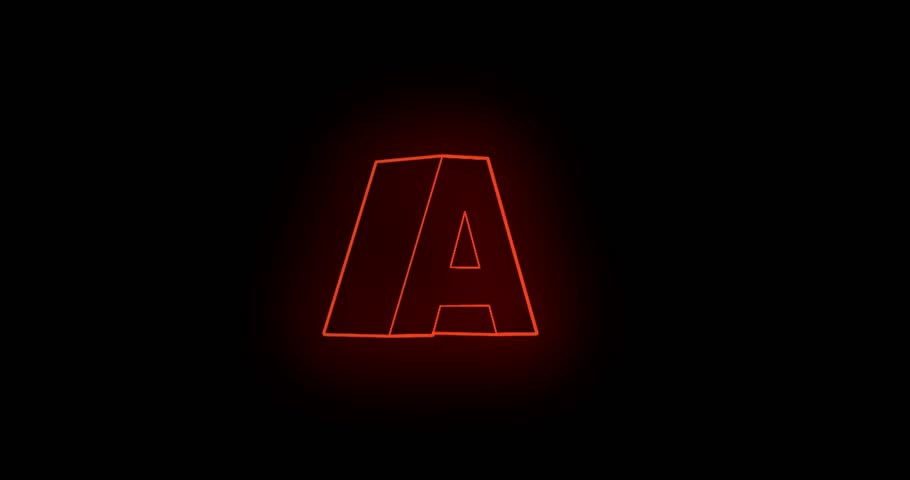A Bold, 3D Neon Orange Letter "A" Against Dark Background