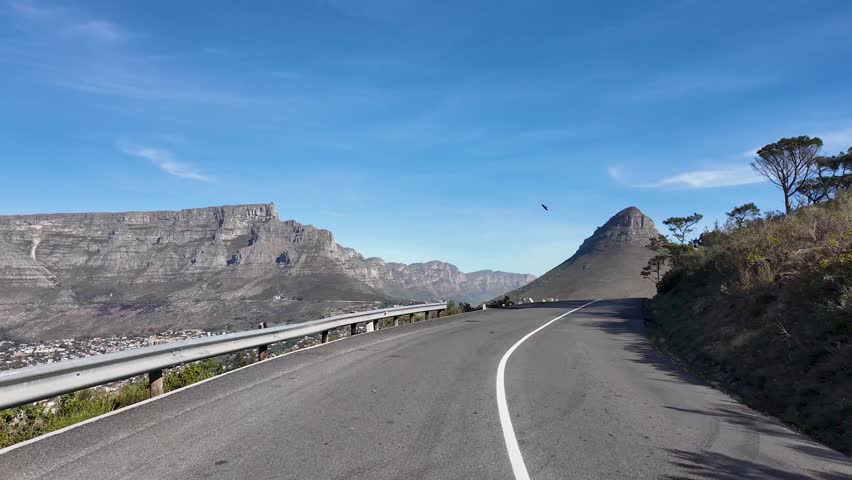 Cape Town Skyline At Cape Town In Western Cape South Africa. Table Mountain Landmark. Touristic Road. Cape Town At South Africa. Tourism Travel. Road Trip Skyline.