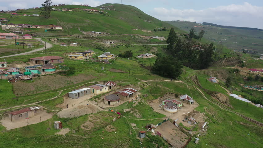 Rural mountain village in Underberg KZN South Africa Cam jib up
