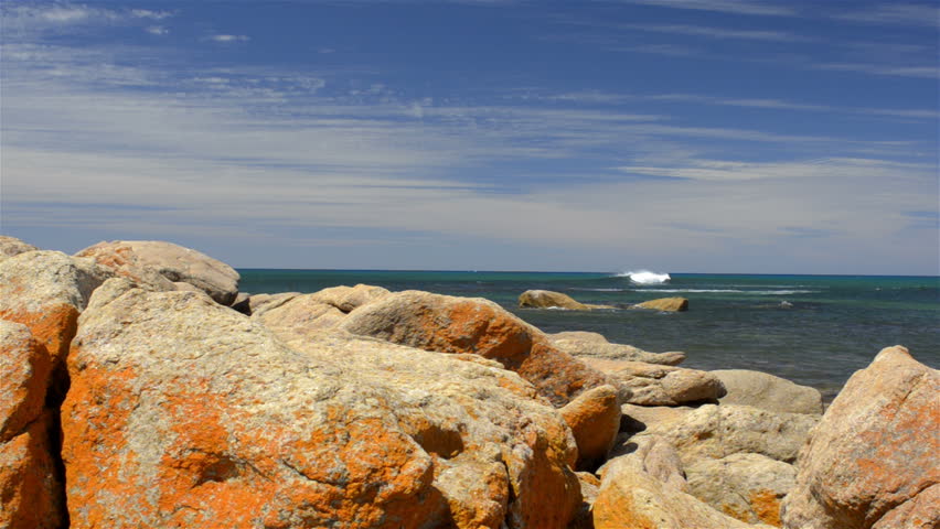 Rocks on the beach at Bunker Bay, near Dunsborough, Western Australia, with a
