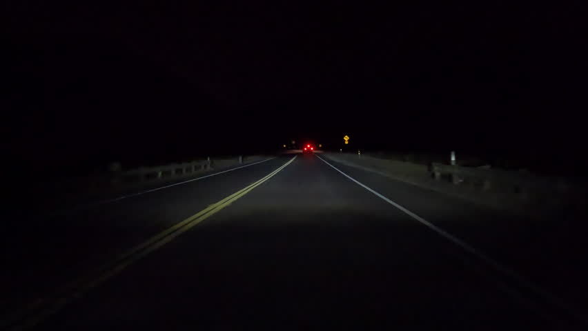 Night driving time lapse on Grimes Canyon Road aka California Route 23 between Fillmore and Moorpark in Ventura County California