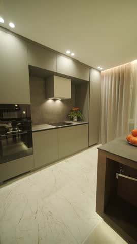Stylish and elegant minimalist home interior featuring clean lines, neutral colors, and warm ambient lighting, creating a cozy and modern atmosphere.