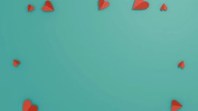Red Envelope with Hearts, A red envelope with white paper surrounded by hearts on teal background, Concept for Valentine's Day, Mother's Day, Love Messages - Powered by Shutterstock - Get 15% off with code: PIKWIZARD15