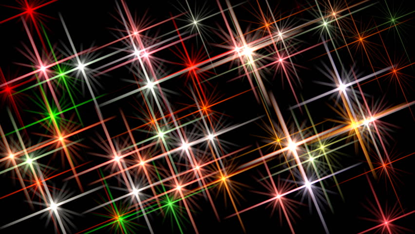 Abstract background of colored blinking stars on a black background