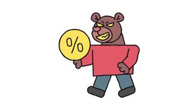 Walking bear holds coin with percent sign and smiles. Alpha channel. Looped animation - Powered by Shutterstock - Get 15% off with code: PIKWIZARD15