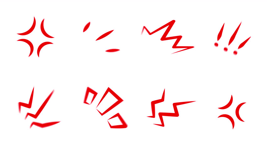 Angry Cartoon Anime Symbol Animation, Rage Elements with Alpha Channel, ikari māku