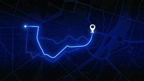 Alstadt GPS neon blue animation of route. 4K. 60FPS  - Powered by Shutterstock - Get 15% off with code: PIKWIZARD15