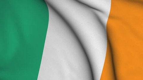 Seamless looping high definition video closeup of the Irish flag with accurate design and colors and a detailed fabric texture. Stock Video