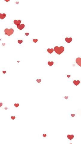 Flying hearts on white background. Valentine's day vertical backdrop. 2d animation. 4k stock footage
