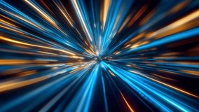 Abstract blue and orange neon light streaks moving fast through on a dark tunnel. Concept of speed, motion or futuristic technology. 4k seamless loop video - Powered by Shutterstock - Get 15% off with code: PIKWIZARD15