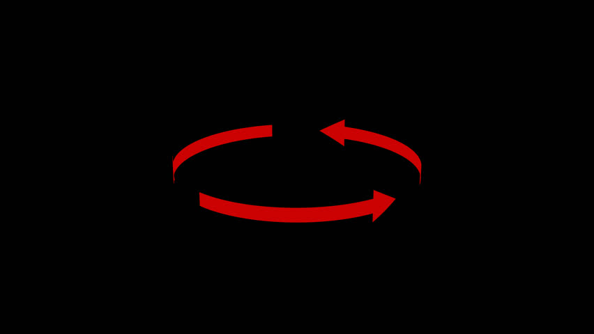 Red 3 arrows rotating circular motion, 3D, alpha channel