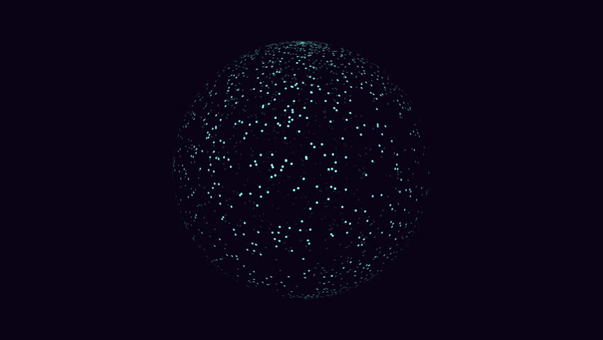 A glowing blue 3D sphere composed of dots arranged in a circular pattern, creating a visually captivating, mesmerizing effect