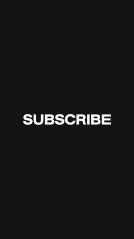 Vertical video animation of subscribe title animation in white on a black background - seamless loop. Suitable for video blog.