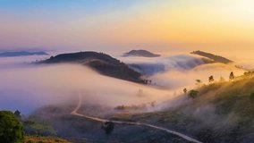 Aerial shots of Golden morning sunlight pierces the fog over mountain, Thailand. - Powered by Shutterstock - Get 15% off with code: PIKWIZARD15