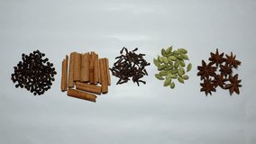 fresh raw cloves, black pepper, cardamom, star anise and cinnamon stick on white background - Powered by Shutterstock - Get 15% off with code: PIKWIZARD15