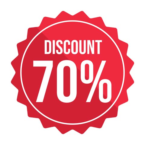 70% Discount Price Tag. Red Label Promo Banner Popup Promotional Animation. Price Drop, Offer Sticker.