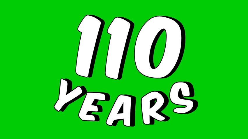 Number 110 years text animation motion graphics cartoon on green screen.celebration, anniversary, birthday concept.