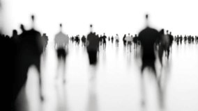Blurred commuters moving across white backdrop depicting anonymous urban population in motion - Powered by Shutterstock - Get 15% off with code: PIKWIZARD15