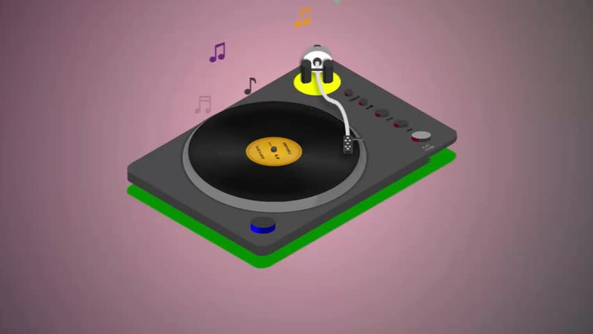 Minimalist record player in retro sytle 