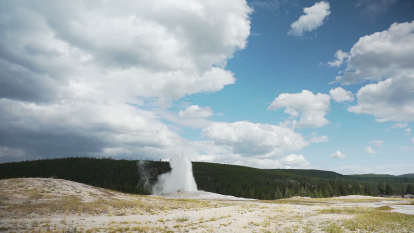 Old Faithful erupts at Yellowstone National Park