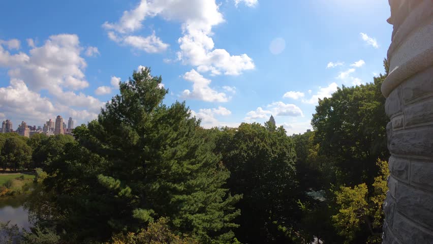 Turtle Pond seen from Belvedere Castle in Central Park. New York City, USA