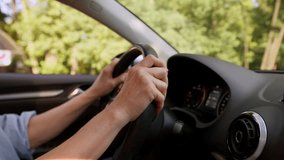 Unknown unrecognizable Caucasian senior elderly woman female hands driving steering wheel driver riding inside automobile roadtrip drive car ride auto rental vehicle leasing dashboard travelling way - Powered by Shutterstock - Get 15% off with code: PIKWIZARD15