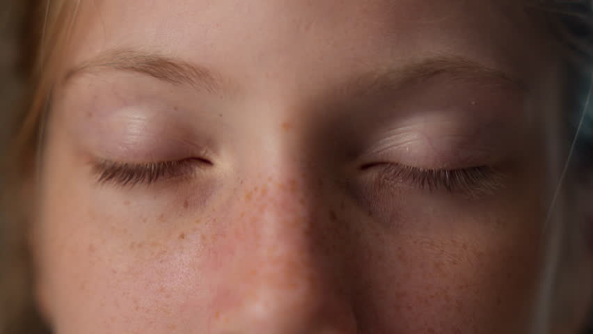 Close up unhappy face eyes look sight children little girl angry mad Caucasian furious child kid naughty student schoolgirl irritated pupil looking camera frowning expression negative frustrated anger