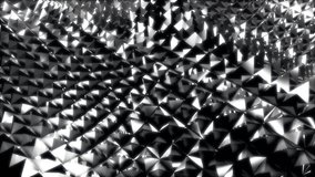 wonderful video animation of waving surface, covered with chrome pyramids. Loop, HD, 1080p