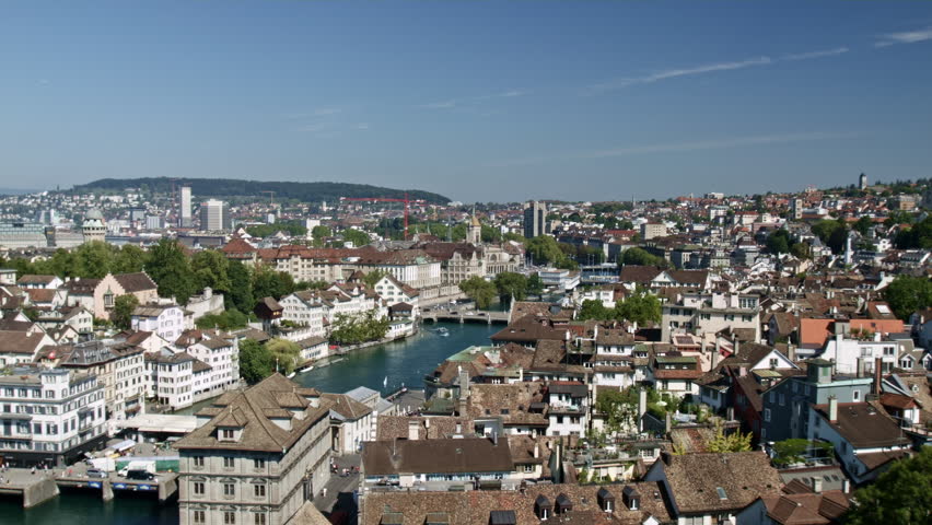 Lake Zurich with Escher canal, bridges, St. Peter