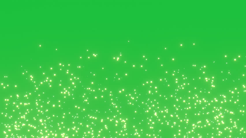 Gold particles glowing sparkles in seamless loop overlay on green screen chroma key background animation 3D 4k visual effect. Elegant festive looped animation. Glitter bokeh visual effect