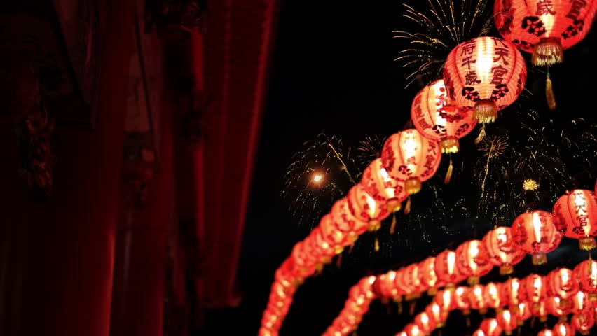 Happy Chinese New Year with beautiful red lanterns