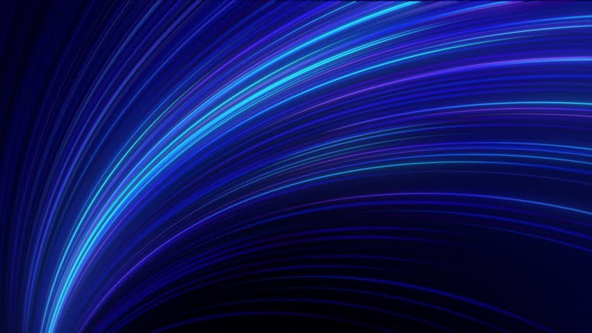 Blue neon glow line bg. 3d render, abstract background. Curvy neon ribbon with glowing lights. Data transfer metaphor. Particles glowing tracks. Modern Speed Light Effect. Futuristic Glowing Lines.