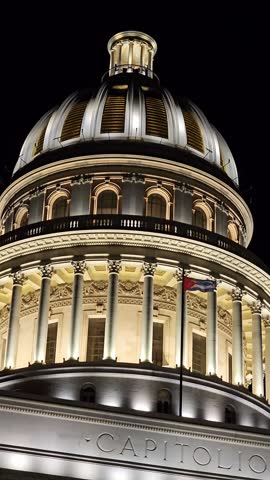 Havana architecture, capitol in cuba, night city, capitol with illumination, main square in havana