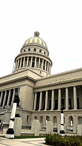 Havana architecture, capitol in cuba, day city, capitol with illumination, main square in havana, retro car on the street of havana in front of the capitol, city center
