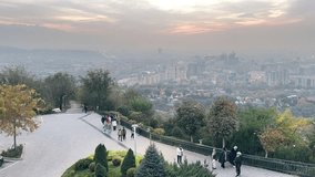 Beautiful view of the city sunset top view from the viewpoint, fast video timelapse, vertical video - Powered by Shutterstock - Get 15% off with code: PIKWIZARD15