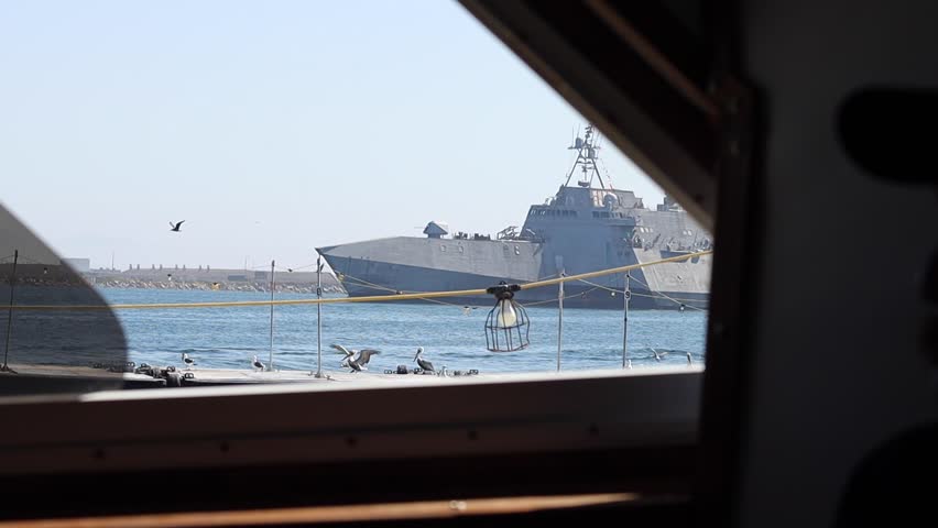 Military ship entering San Diego Bay