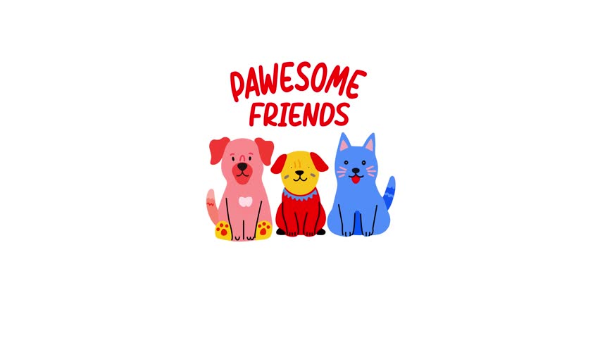 Awesome friends animated sticker in flat style 
