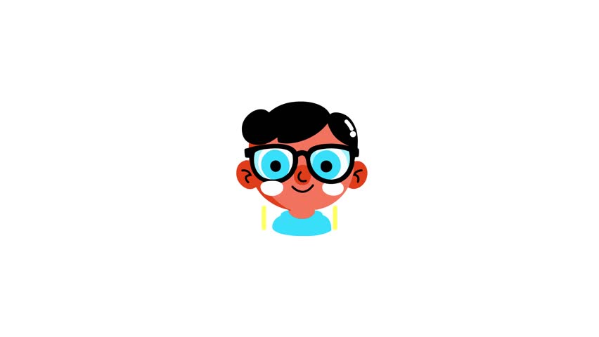 A flat animated sticker of a smart student with cool typography 